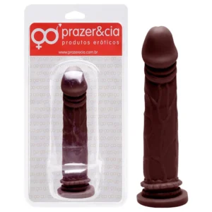 Pênis De Borracha Maciça Chocolate 19 X 3,6Cm Prazer E Cia