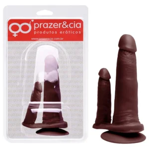 Pênis De Borracha Maciça Dupla Chocolate 18 X 3,5Cm Prazer E Cia