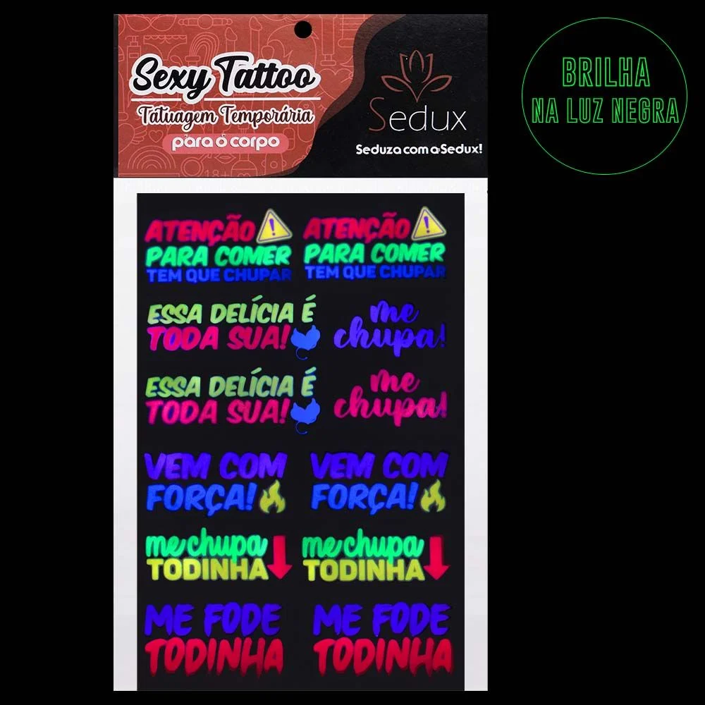 Tem Que Chupar Tatuagem Neon 10 X 15Cm Sedux - Imagem 2