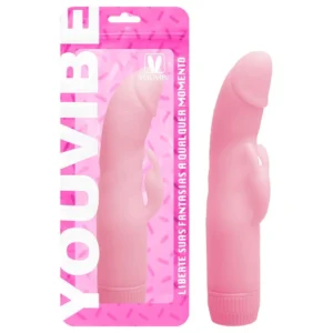 Vibrador ( Rosa ) Rabbit Ponto G Plug Lateral Youvibe Vipmix