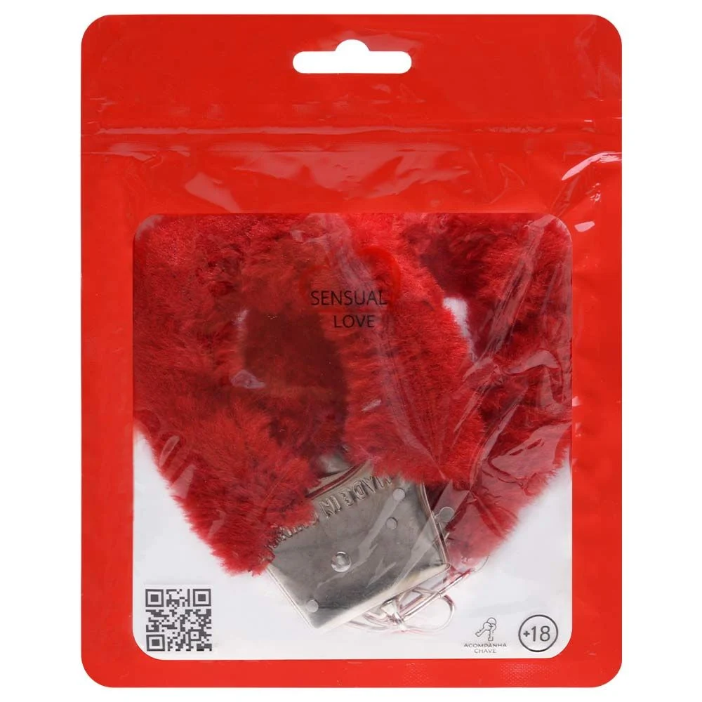 Algema Simples Metal Com Pelúcia ( VERMELHO) Sensual Love - Imagem 4
