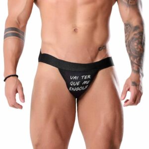 Cueca Jockstrap Fetiche Preta "VAI TER QUE ME ENGOLIR" Tallyta