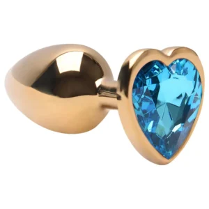 Plug Anal P Aço Dourado Coração ( AZUL CLARO ) Vipmix
